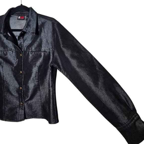 Vintage NY Jeans New York & Company Black Iridescent Jacket Shacket Women's XL - Picture 5 of 10